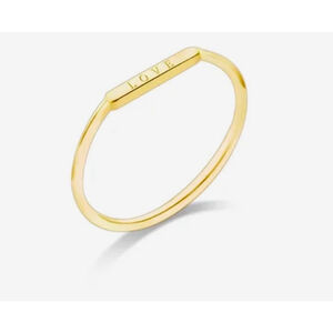 Dainty 14k‎ Gold Plated 925 Silver “LOVE” Bar Ring, Size 6